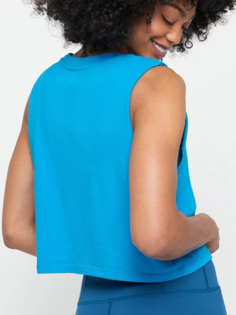 Spiritual Gangster Hamsa Callie Crop Muscle Tank Turquoise Blue MED NWT - Picture 2 of 4